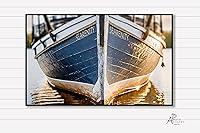 Algopix Similar Product 7 - Nautical Canvas Blue White Rustic Boat