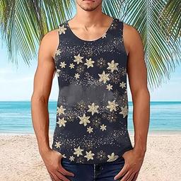 Men Summer Striped Casual Beach Top Shirt Elegant Sports Sleeveless Beach  Shirt