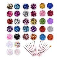 Algopix Similar Product 8 - PHOGARY 34 Pots Glitter Set with 15 PCS