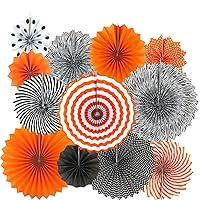Algopix Similar Product 5 - Black Orange Party Hanging Paper Fans