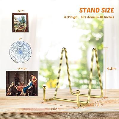 TR-LIFE 4 Pack 10 Inch Large Plate Stands for Display - Gold, Metal Picture  Frame Holder Stand + Small Easels for Decorative Plate, Platter, Book