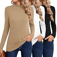 Algopix Similar Product 7 - Riyiper 3 Pack Womens Mock Neck Tops