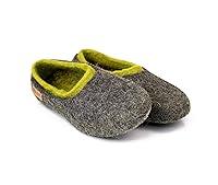 Algopix Similar Product 6 - Gray Felted Wool Slippers For Men with