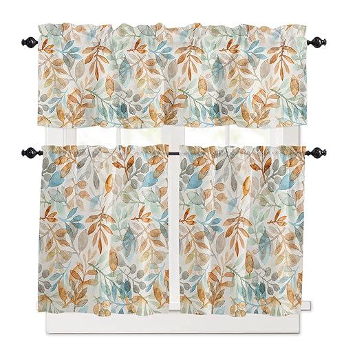 Blue Kitchen Curtains and Valances Set 3 Piece Kitchen Curtains