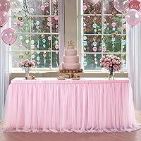 Algopix Similar Product 5 - 6ft Pink Tulle Table Skirt Baby Shower