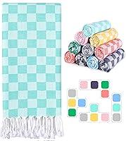 Algopix Similar Product 8 - Checkered Plaid Turkish Beach Towel