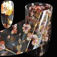Algopix Similar Product 2 - Orange Flower Pattern Nail Art Foil
