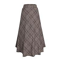 Algopix Similar Product 5 - Womens Winter Plaid Wool Long Skirt