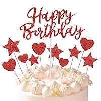 Algopix Similar Product 8 - Red Glitter Happy Birthday Cake Topper