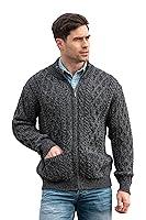 Algopix Similar Product 8 - Aran Crafts Mens Zip Cardigan Charcoal