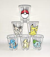 Algopix Similar Product 7 - Pokemon Hand Painted Shot Glass Set of 6