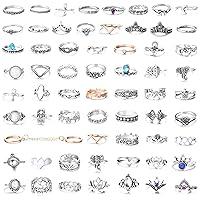 Algopix Similar Product 15 - FIBO STEEL 63 Pcs Vintage Knuckle Rings