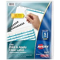 Algopix Similar Product 6 - Avery 5 Tab Unpunched Dividers for Use