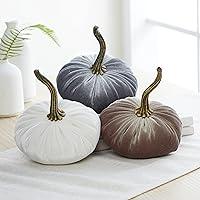 Algopix Similar Product 3 - Set of 3 Small Velvet Pumpkins autumn