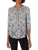 Algopix Similar Product 9 - Ruby Rd Womens GeoPrint Top Black