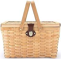 Algopix Similar Product 6 - Picnic Basket  Wood Chip Design  Red