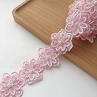 Algopix Similar Product 1 - White Flower Pearl Lace Trim Ribbon