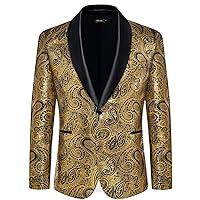 Algopix Similar Product 1 - DiBanGu Black Gold Blazer Men Shawl