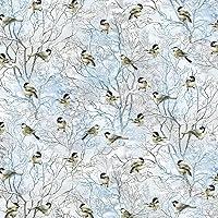 Algopix Similar Product 18 - Tree Farm Fabric Birds On Snow Branches