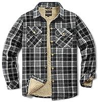 Algopix Similar Product 3 - Puwasa Mens Plaid Flannel Jacket Sherpa