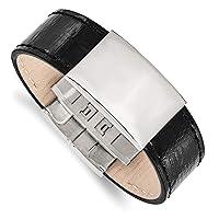 Algopix Similar Product 4 - Stainless Steel Polished Black Leather