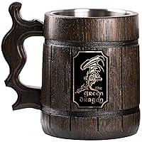 Algopix Similar Product 7 - Green Dragon Wooden Beer Mug Lord Beer