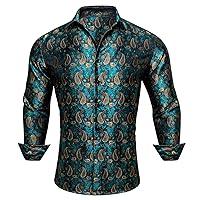 Algopix Similar Product 11 - BarryWang Men Shirts Paisley Silk