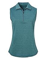 Algopix Similar Product 4 - MoFiz Womens Sleeveless Polo Shirts Zip