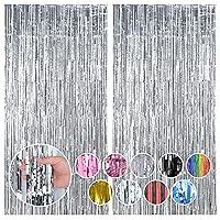 Algopix Similar Product 11 - RUBFAC 2 Pack Silver Backdrop Party