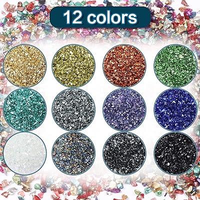 Best Deal for Crushed Glass for Crafts, 12 Colors Crushed Glass Glitter