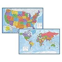 Algopix Similar Product 6 - Laminated World Map  US Map Poster Set