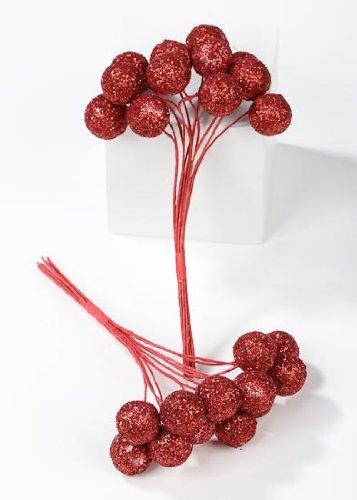 Algopix Similar Product 5 - 240 Red Glitter Glitzy Mini Round Balls