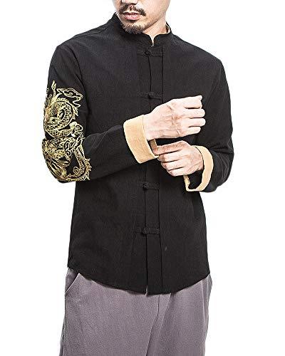 Algopix Similar Product 15 - Men Kung Fu Embroidery Shirt