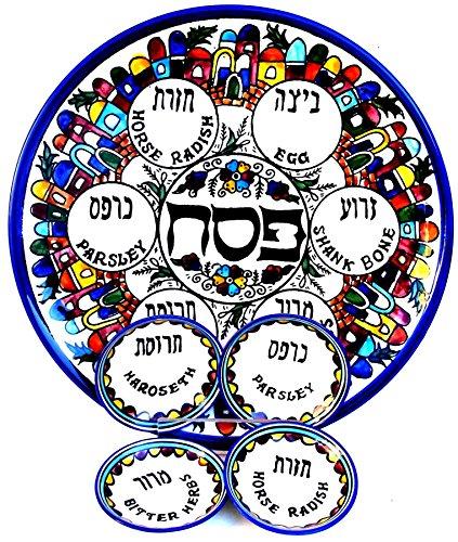 Algopix Similar Product 14 - Round Armenian Ceramic Seder Plate with