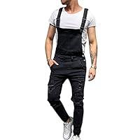 Algopix Similar Product 5 - Mens Ripped Jeans Jumpsuits Skinny