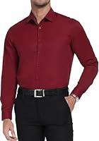 Algopix Similar Product 20 - BONOW Dress Shirt for Men Burgundy Long