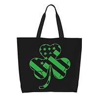 Algopix Similar Product 17 - ILEABEC Green Clover Flag Tote Bag for