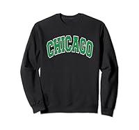 Algopix Similar Product 19 - Chicago Arched Green Text Sweatshirt