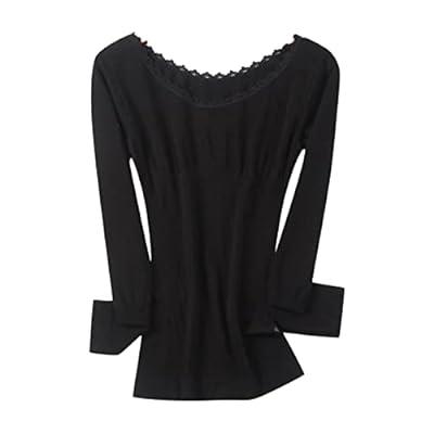 Best Deal for Low Neck Lace Thermal Underwear Women's Thin Top Tight Long