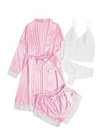 Algopix Similar Product 9 - SOLY HUX Womens Satin Pajama Set 4pcs