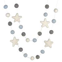 Algopix Similar Product 6 - Felt Ball and Star Garland Ice Blue