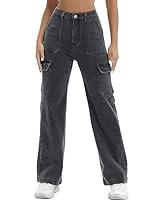 Algopix Similar Product 11 - ETTELO Women Cargo Jeans High Waist Y2K