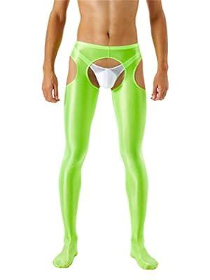 Best Deal for FEESHOW Mens Hollow Out Stretchy Crotchless Leggings Glossy