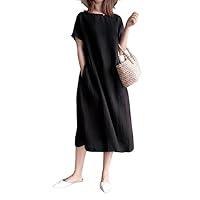 Algopix Similar Product 16 - PORCLAY Womens Linen Shift Dress Long