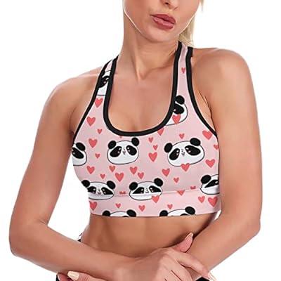 Best Deal for Cozy Pink Animal Panda Love Heart Patterns Yoga Bras for