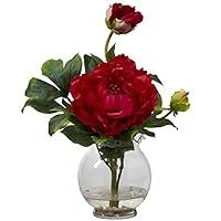 Algopix Similar Product 7 - Nearly Natural Peony with Fluted Vase