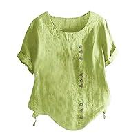 Algopix Similar Product 15 - Summer Short Sleeve Shirt Blouse Linen