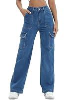 Algopix Similar Product 1 - ETTELO Women Cargo Jeans High Waist Y2K