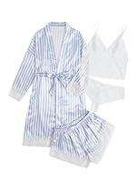 Algopix Similar Product 18 - SOLY HUX Womens Satin Pajama Set 4pcs
