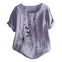 Algopix Similar Product 12 - Summer Short Sleeve Shirt Blouse Linen